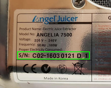 Angel Juicer mit Seriennummer | EUJUICERS.DE