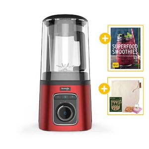 Kuvings SV-500 Vakuum-Standmixer rot + Buch Superfood Smoothies + Nectarbar Nussmilchbeutel | EUJUICERS.DE