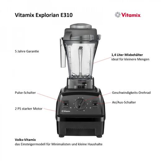 Vitamix E310 Standmixer Schwarz Bedienung | EUJUICERS.DE